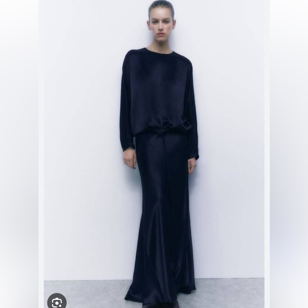 💫 Zara 2 Piece Satin Effect Blouse & Midi Skirt - NEW 💫 - Picture 6 of 12
